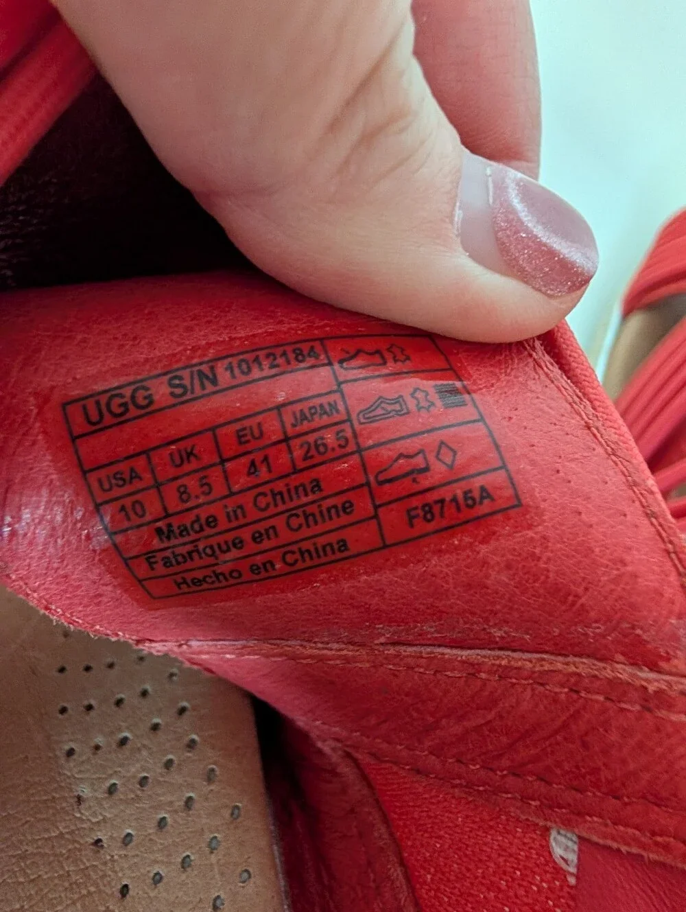 UGG Red Coral Strappy Women's Hilarie Wedge Sandal 10